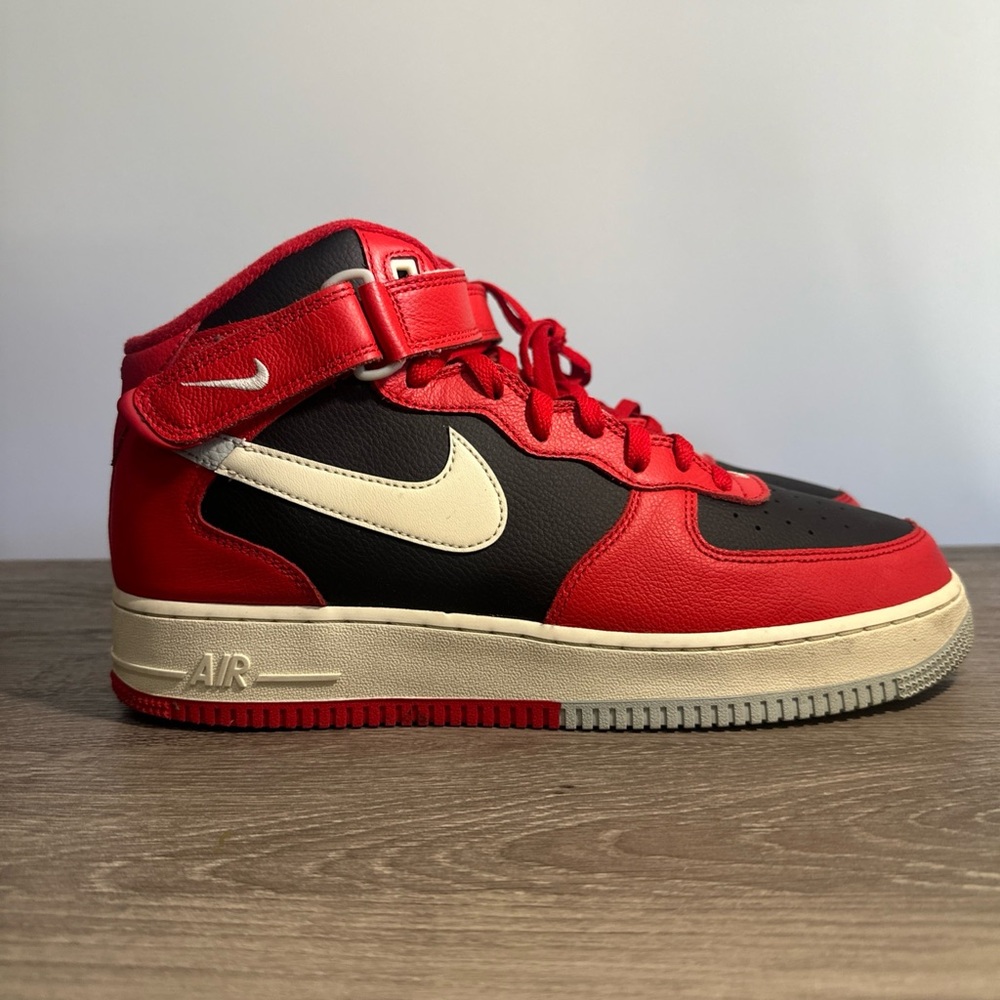 Nike Red and Black Air Force Sneakers
